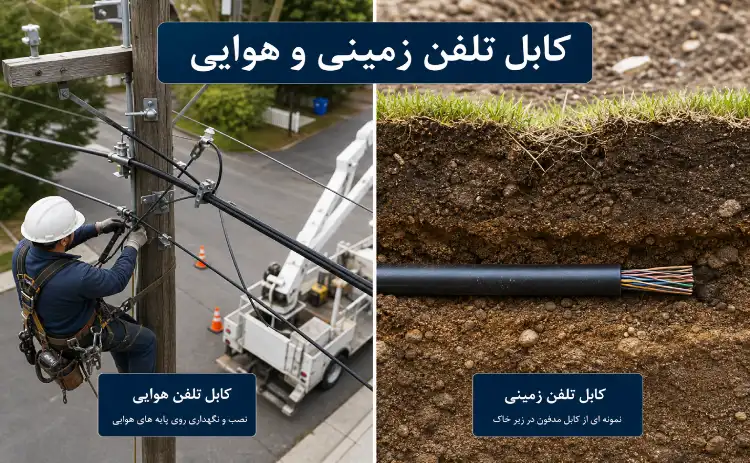 تفاوت کابل تلفن زمینی و هوایی